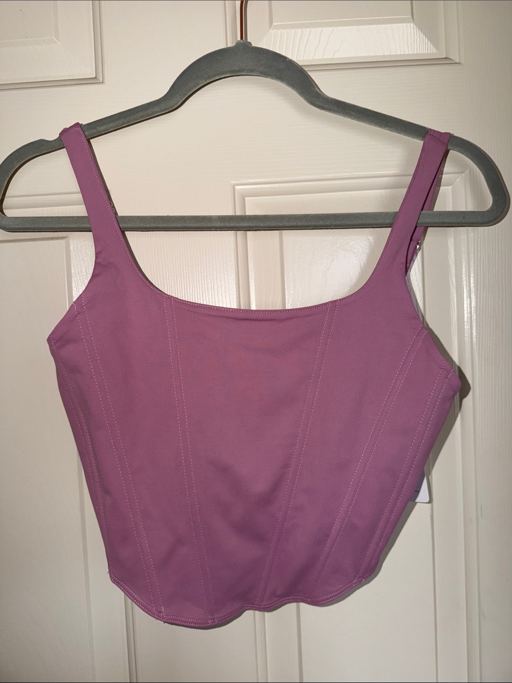 Women’s Corset Cropped Tank Top in Mauve Pink
